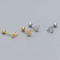 SP Wholesale Minimalist V Shape Earrings S925 Sterling Silver Zircon V Stud Earrings Screw Backing