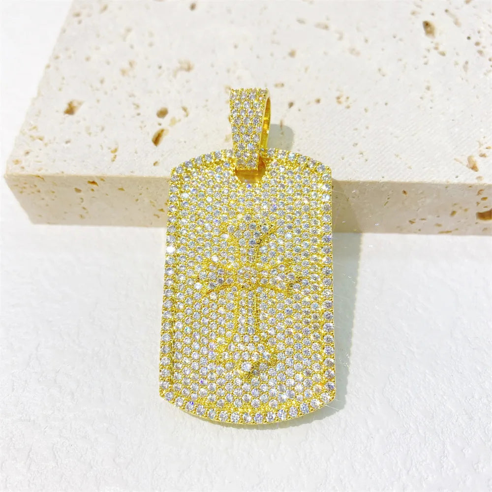 S925 Silver Moissanite Hip-Hop Fashion Custom Full Diamond Square Pendant for Necklace