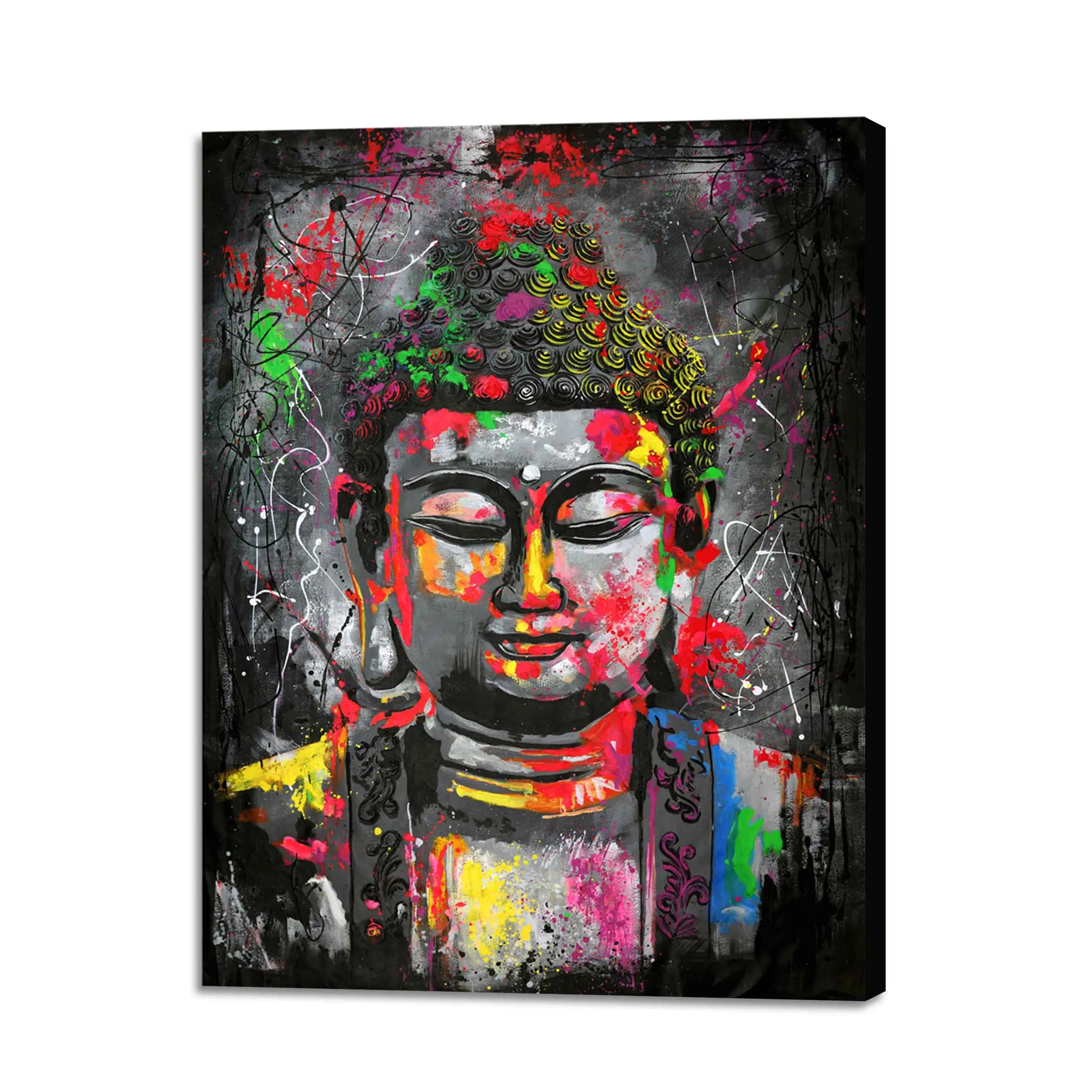 Graffiti Abstract Buddha Wall Picture Gold Foil Abstract Canvas Art Oil Buddha Painting