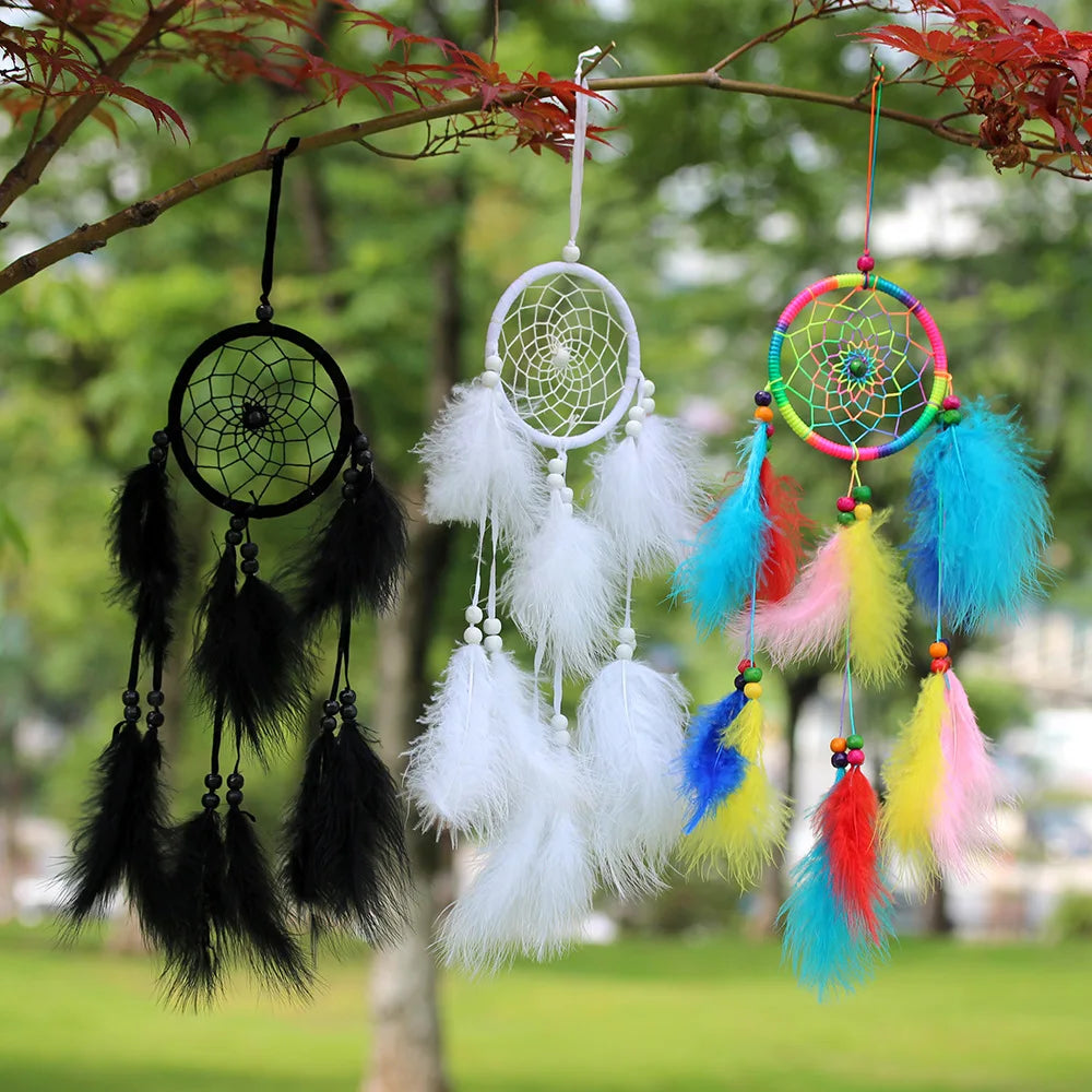2025 New Nature Dream Catcher with Feathers and Beads Wall Hanging Decoration for a Peaceful Sleep and Positive Energy