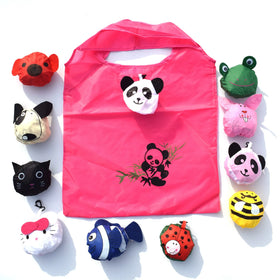Custom Logo Printed Animal Fruit Polyester Tote Bag Reusable and Recyclable Foldable Grocery Shopping Cart with Cartoon Style