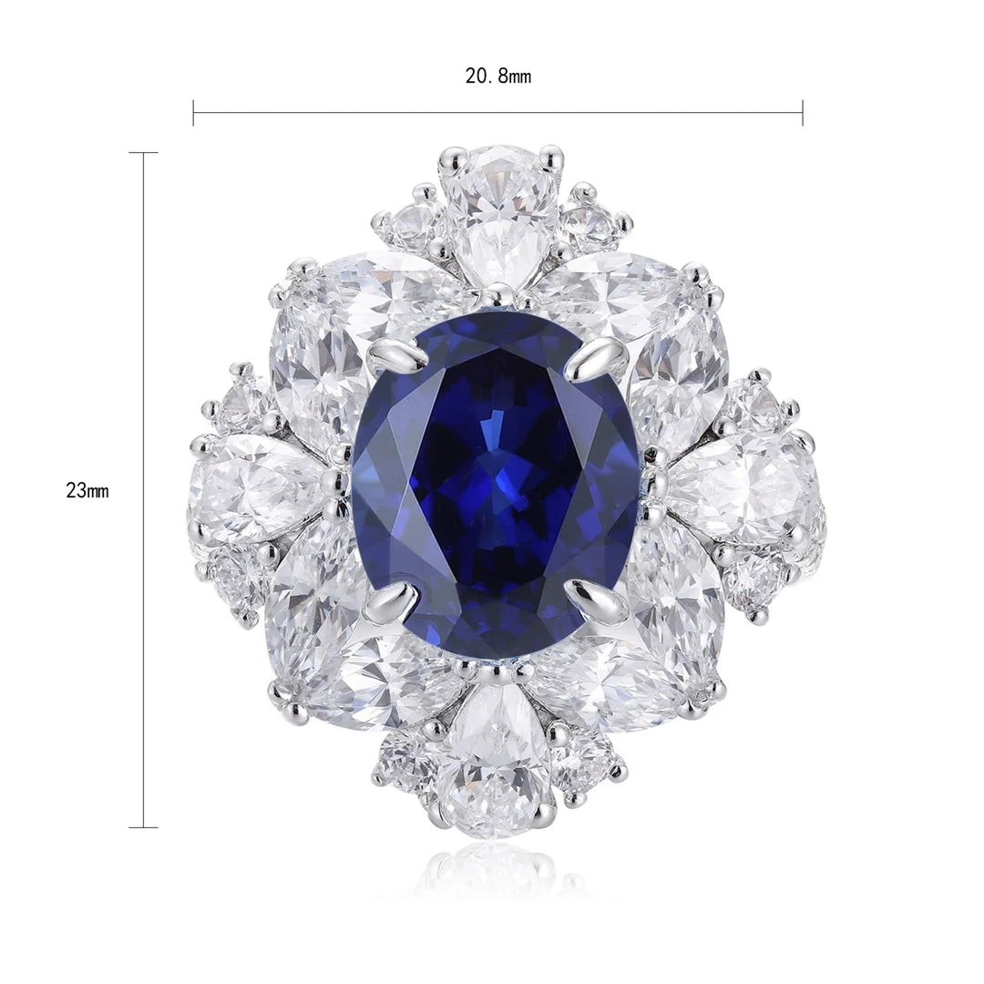 Lanphear Best Selling Jewelry Oval Cut Lab Created Gemstone Ring Fashion 925 Sterling Silver Lab Grown Sapphire Engagement Rings