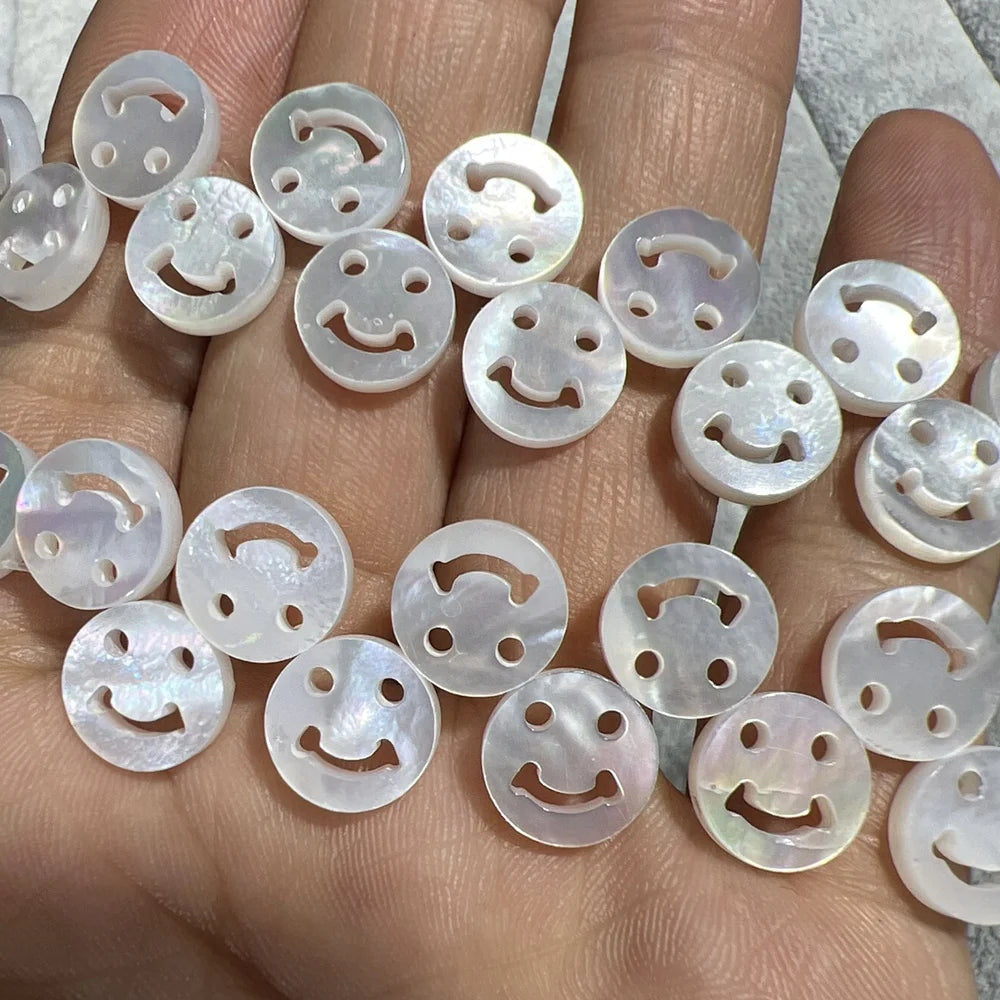 10mm Round Smile Beads Jewelry Making Natural Sea Shell Smiling Charms DIY Bracelet Necklace Accessories Wholesale