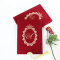 Luxury Clear Acrylic Wedding Invitation RSVP Card Gold Foil LOGO Burgundy Velvet Pocket Envelope with Tassel