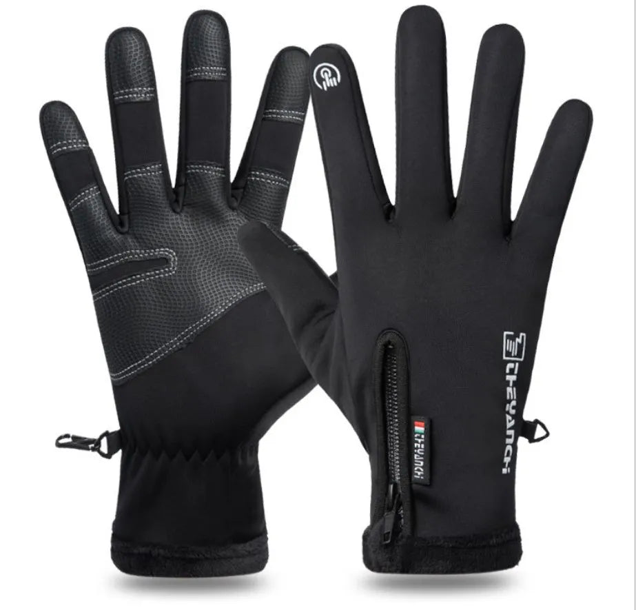 Hot Sale Black Zipper Ridding Gloves Touch Screen Warm and Waterproof Movement Mountaineering Ski Gloves