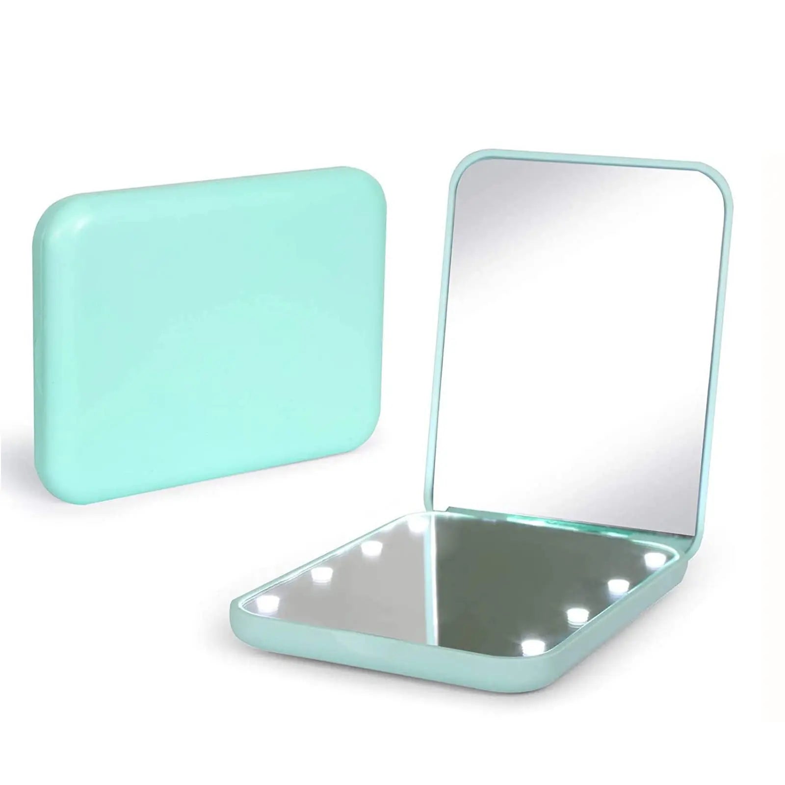 New Arrival Travel Makeup Mirror with 1x/3x Magnification 2-Sided Portable Folding Handheld Small Compact Mirror with LED LIghts