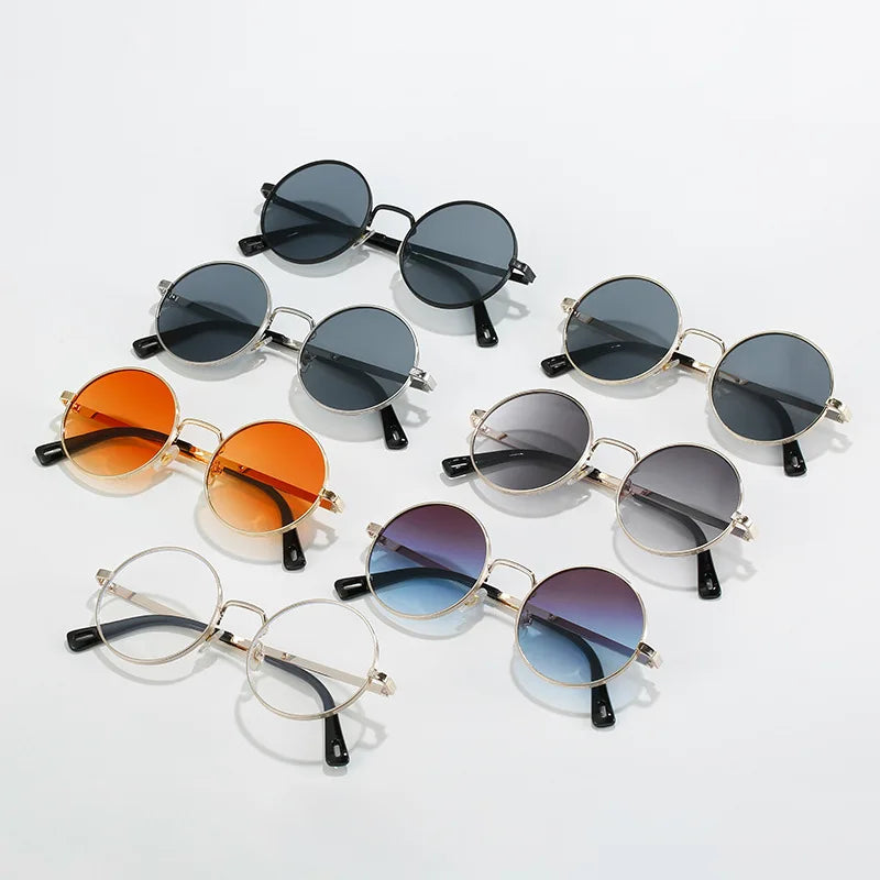 2026 Most Popular Fashion Round Metal Full Rim Light Weight Unisex Gold Frame High Quality UV400 Protection Sunglasses