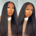 32 34 Inch Pre Pluck Natural Black Lace Front Human Hair Wigs 360 Full Lace Wholesale Glueless Kinky Straight Wig