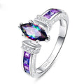Huitan S925 Unique Style Marquise Cut Purple Crystal Cubic Zirconia Finger Rings for Women Wedding 925 Sterling Silver CZ Rings