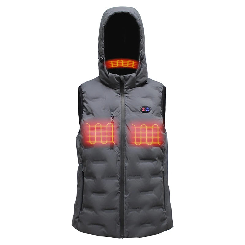 Men's Plus Size USB Electric Heated Vest Jackets 7.4V Custom Logo Waterproof With Detachable Hood Winter Safety Hunting