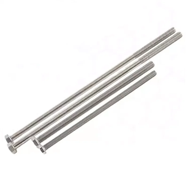 Customized DIN931 Thin Bolt Stainless Steel 304 M3 100mm M4 M5 M6 M8 M10 M12 Extra Long Half Full Thread Hex Head Bolts
