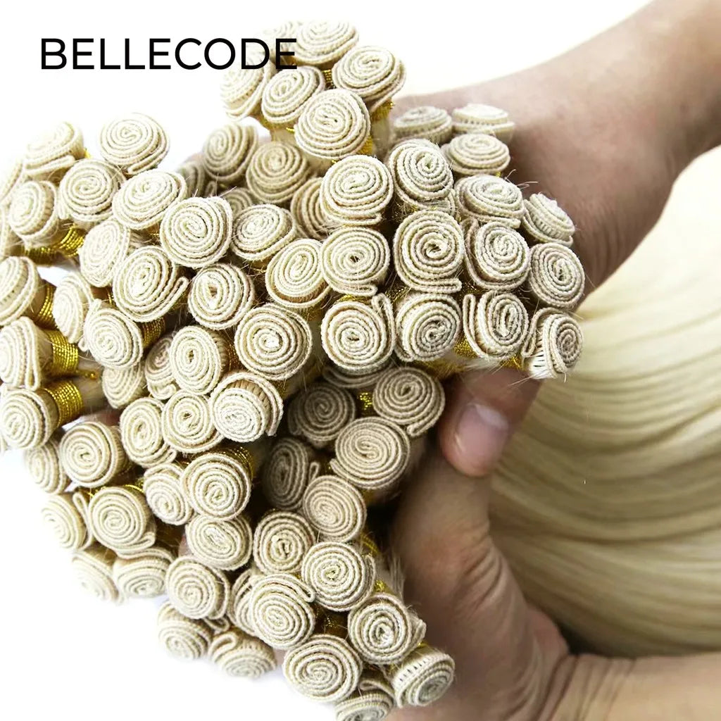 Wholesale High Quality Double Drawn Hand Tied Weft Human Hair Extensions Thick End Russian Human Hair Extensions