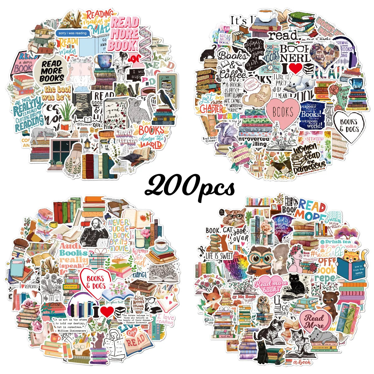 50Pcs Ins Reading Book Girl Cartoon Stickers Pack for Scrapbook Laptop Bottle Cup Luggage Phone Graffiti Decor