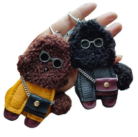 2024 New Bag Charm Car Keychain Pendant Leather Cartoon Plush Dog Luxury Designer Keychain Bear Key Ring Accessories Bag Charm