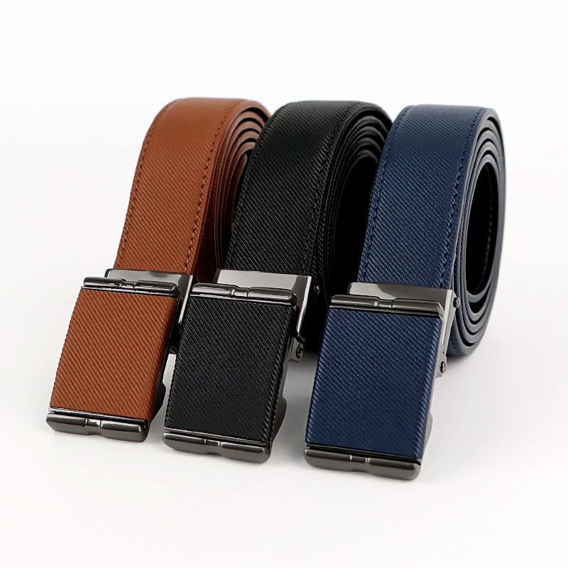 Men's High-end Cowhide Belt Simple and Fashionable Popular Style Matching Business Automatic Buckle Genuine Leather Belt