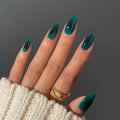 Private Label Almond Luxury Fake False Nails Set Wholesale Custom Design Soft Gel Luxury Green Press on Nails With Ombre Center