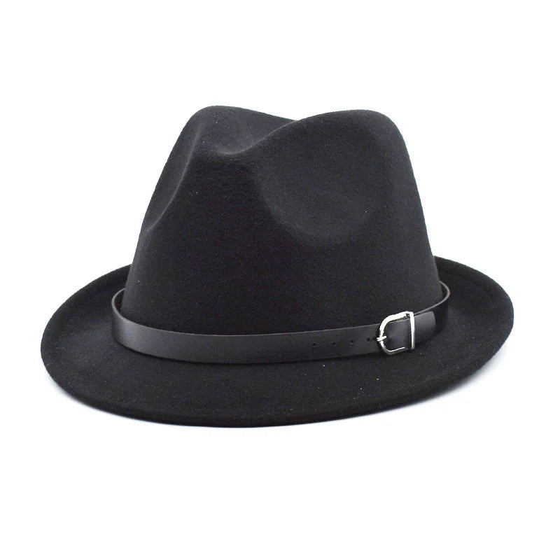 Winter Autumn Elegant Lady Gangster Trilby Felt Homburg Church Classics Fedora Jazz Hat for Gentlemen Women
