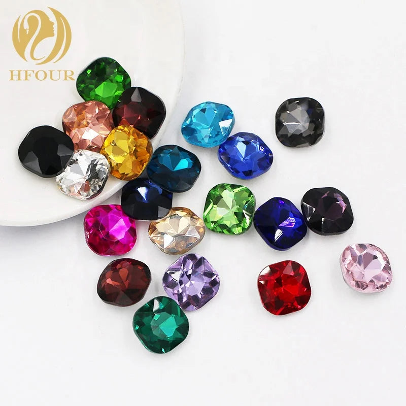 Factory Price Square Shape Pointback Glass Color Rhinestones for Shoes