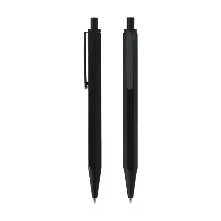 Luxurious Ballpoint Pen with Customized Logo. Elegant Design for Business and Office Use. Black Matte Metal Ballpoint Pen.