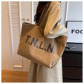 Medium Large Capacity Canvas Tote Bag Women 2024 New Single Shoulder Casual Versatile Foldable Zipper Closure College Students