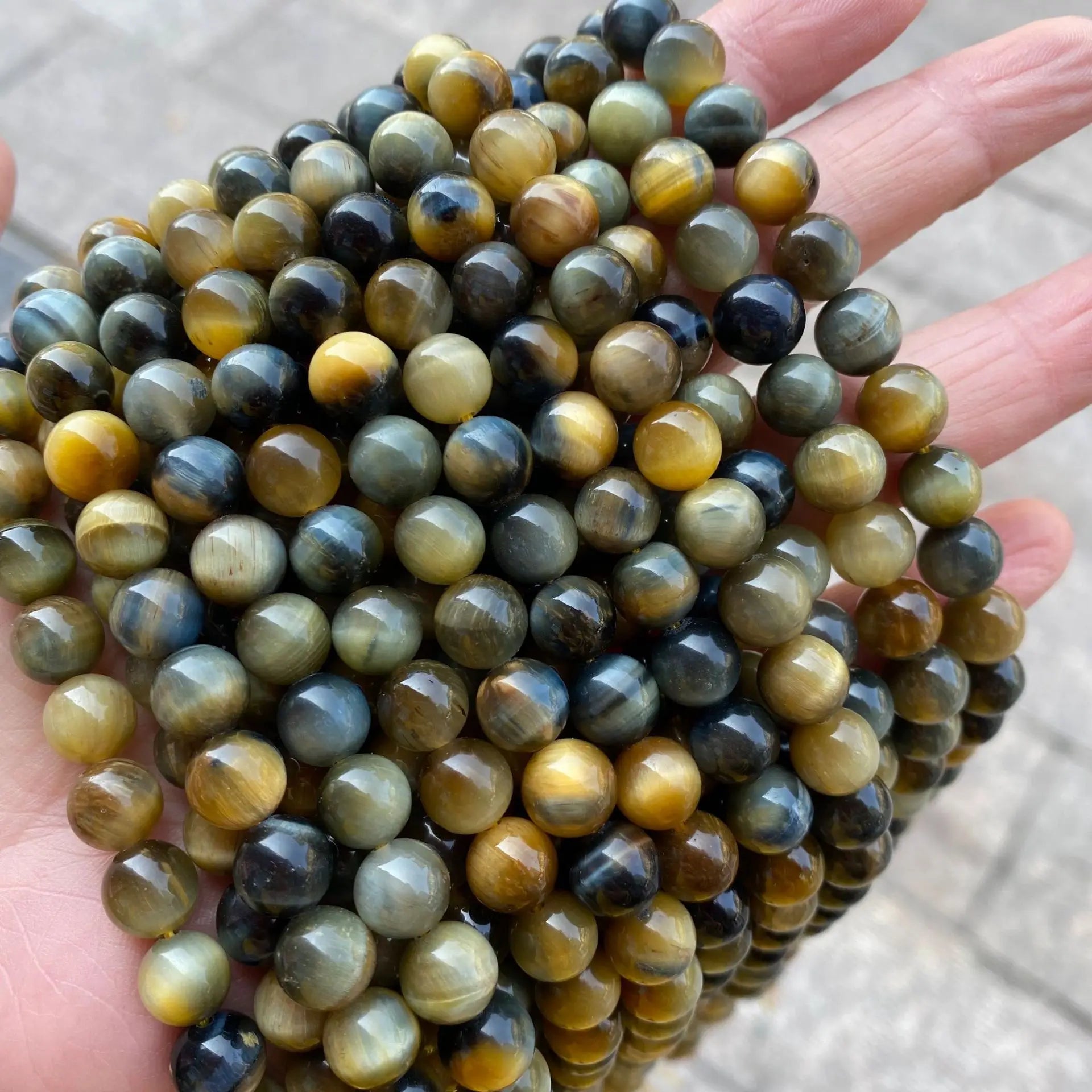 Multicolor Tiger Eye Gemstone Beads Ravishing Natural Golden Blue Dream Tiger's Eye Round Loose Beads for Jewelry Making DIY