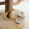C-Shape Tarnish-Free Waterproof Stainless Steel Chunky Hoop Earrings Fashionable Waterproof Stainless Steel Chunky Earings