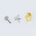 Hypoallergenic Threadless Push in Lip Labret Flat Back Cartilage Earring Gold Stainless Steel Butterfly Stud Earring