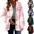 RNSHANGER Autumn Women's New Fashion Loose Casual Pocket Plaid Lamb Fleece Jacket Button Plush Comfortable Versatile Coat