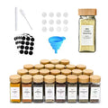 4 oz Glass Spice Jars with Label Bamboo Lids Seasoning Storage Glass Bottles for Spice Rack Cabinet Drawer