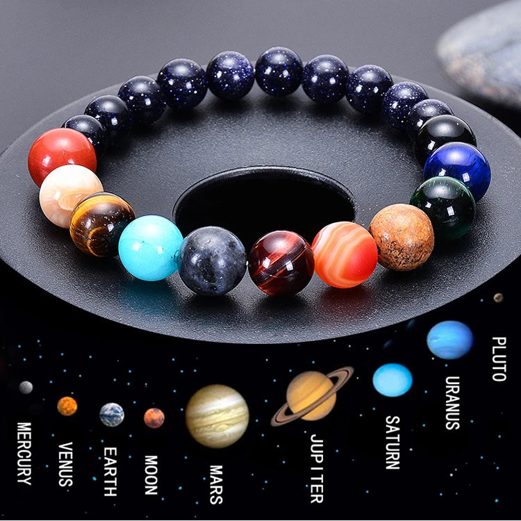G1906 Universe Galaxy Solar System Eight Planet Wholesale Bracelets Guardian Stars Stone Planet Bead Bracelet