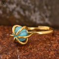 Classic Rings Wholesale  Natural Round Bead 8mm Stone Adjustable Gold Ring Fashion Jewelry Friendship Gifts
