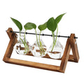 Dropshipping Desktop Air Plant Terrarium Solid Wooden Stand with Diamond Glass Planter Bulb Vase for Garden Propagation Station