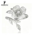 Elegant 925 Sterling Silver Adjustable Flower Ring With Zircon for Women Dainty Rings Custom Designer Fine Jewelry Wholesale