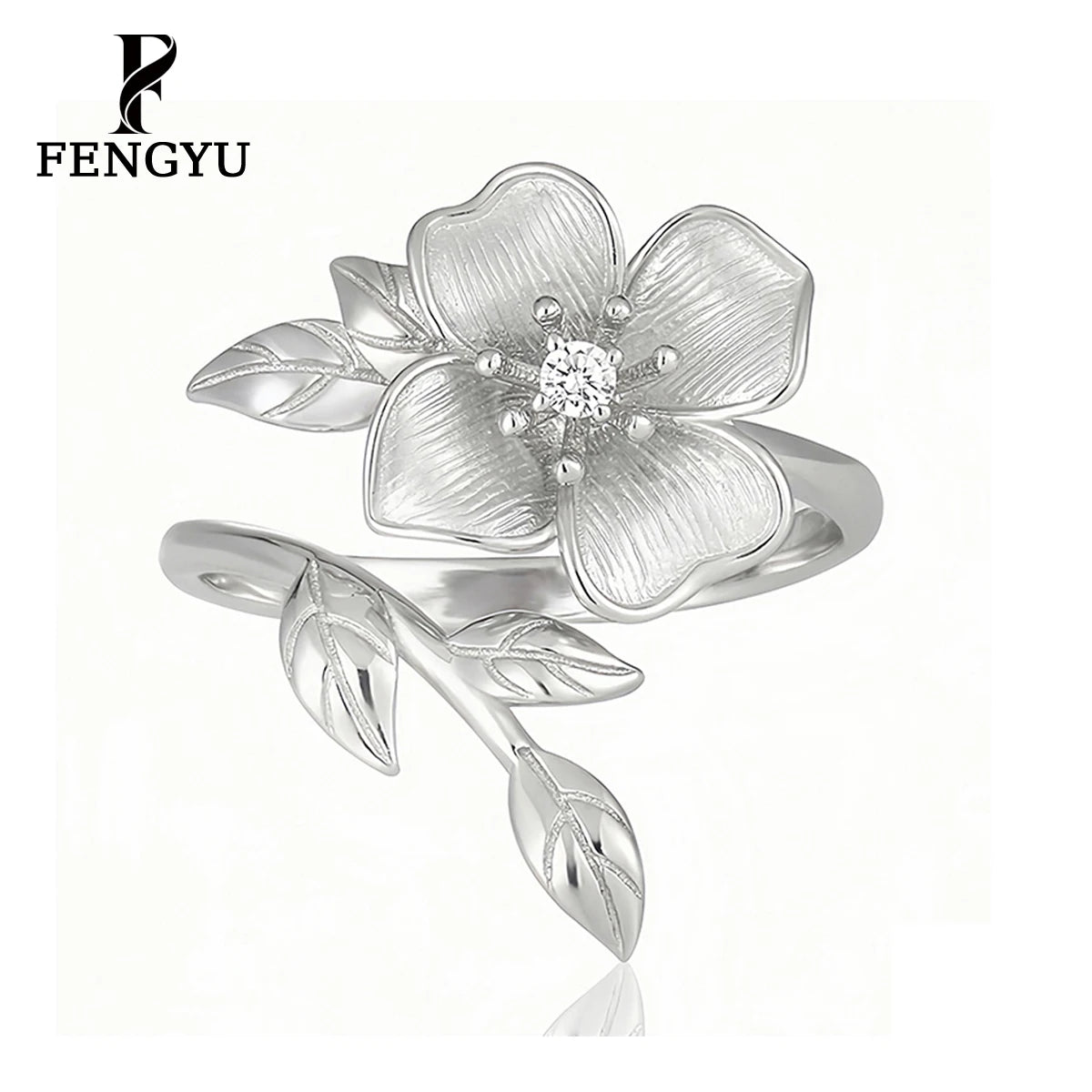 Elegant 925 Sterling Silver Adjustable Flower Ring With Zircon for Women Dainty Rings Custom Designer Fine Jewelry Wholesale