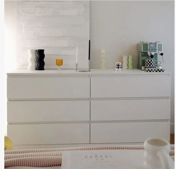 Wooden Morden White Organizer Corner Furniture Living Room House Bedroom Storage 6 Chest Drawer Cabinet