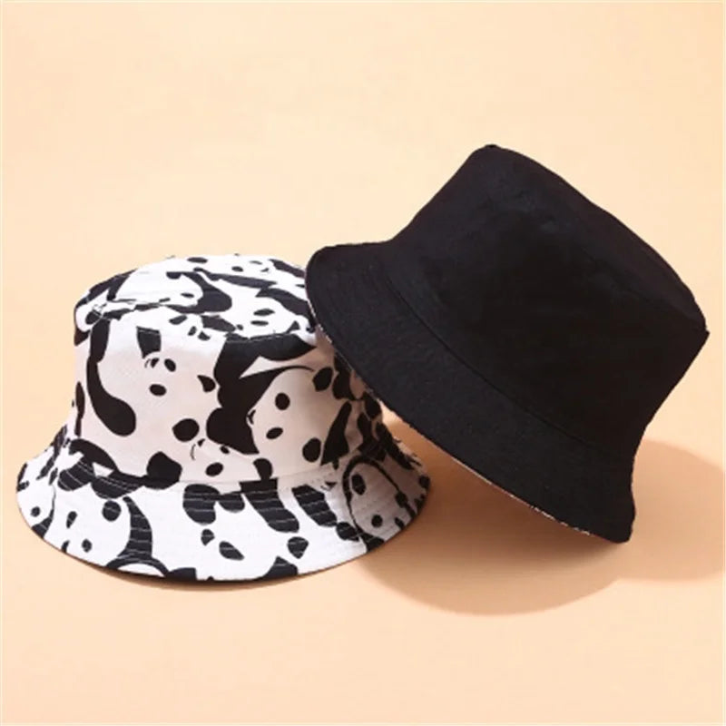 Panda NZ Reversible Bucket Cap Custom Logo Printed Silk Fisherman Hat for Men Women Australia UK USA Canada France Souvenirs