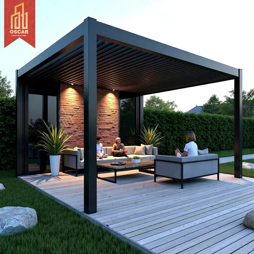 Outdoor Modern Furniture Waterproof Electric Garden Gazebo Patio Backyard Poolside Tec Replacement Louvered Roof Pergola