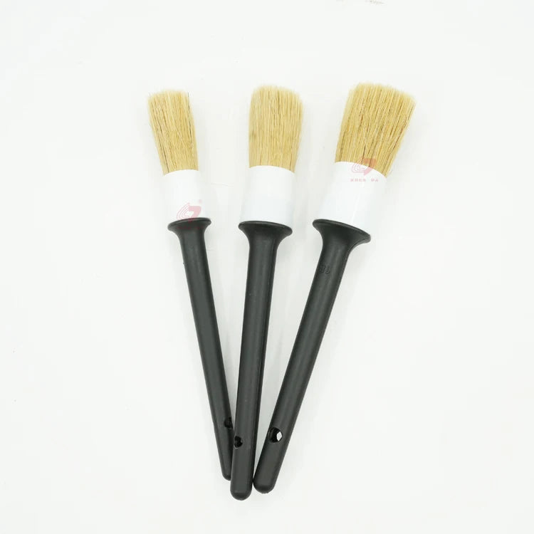 Factory Price 3 Different Size Detailing Brush Set Mix Boar Hair Car Detailing Wheel Cleaning Brush for Vehicle Cleaning