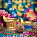 Indian LED Candle Lamp Diwali Water Decoration Ornaments Buddhist Candlestick Oil Lamp Holder Floating Canldes