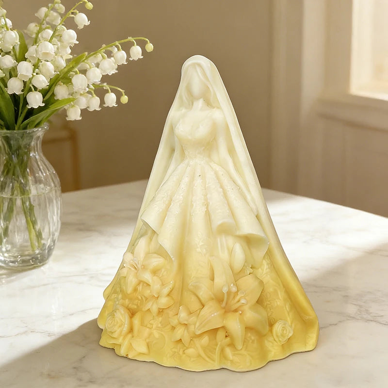 Wedding Dress Glass Silicone Mold for Candle Making 3D Wedding Series DIY Aromatherapy Candle Plaster Moulds