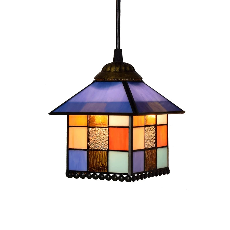 8-inch Stained Glass Rustic Chandelier Retro Bath Baroque for Living Room Small House Lamp Custom Lighting Tiffany Chandeliers MegaBDM