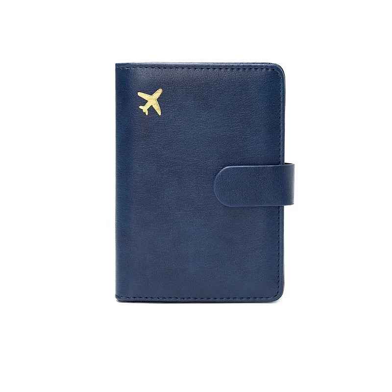 Eco New Custom Logo RFID Blocking PU Leather Organizer England Style Tri-fold Travel-Ready Passport Holder