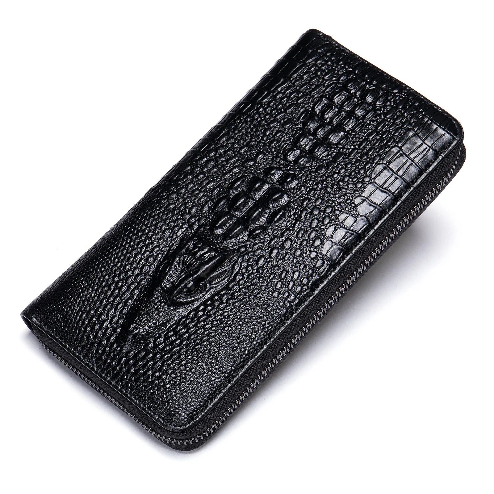 2026 New Design Men's Crocodile Pattern Genuine Leather Wallet Business Multi-Card Slot Long Wallet