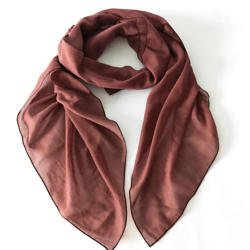 Classic Design  Cotton Voile Soft Shawl Dark Red Women Muslim Hijab in Stock