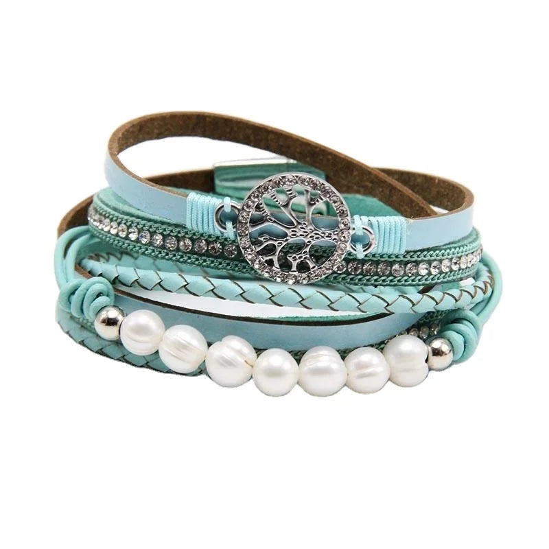 Men's Zinc Alloy Strand Bracelet with Imitation Pearl and Life Tree Design Silver/Rose Gold Plated Trendy Fashion