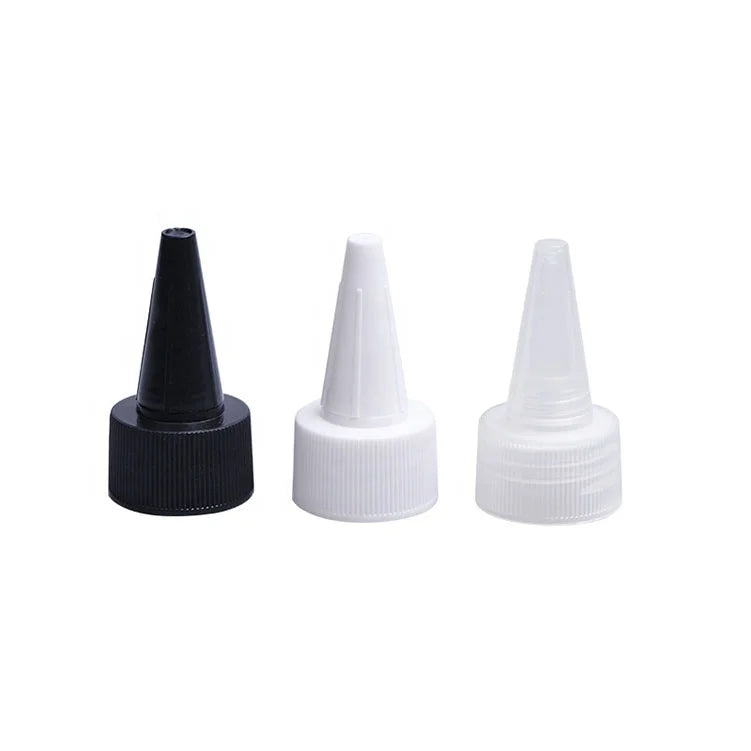 Plastic Screw Cap Squeeze Dispenser Spout Cap Factory 18mm 20mm 24mm 28mm White Bottles Custom Plastic Cover Ribbed Plastic Seal