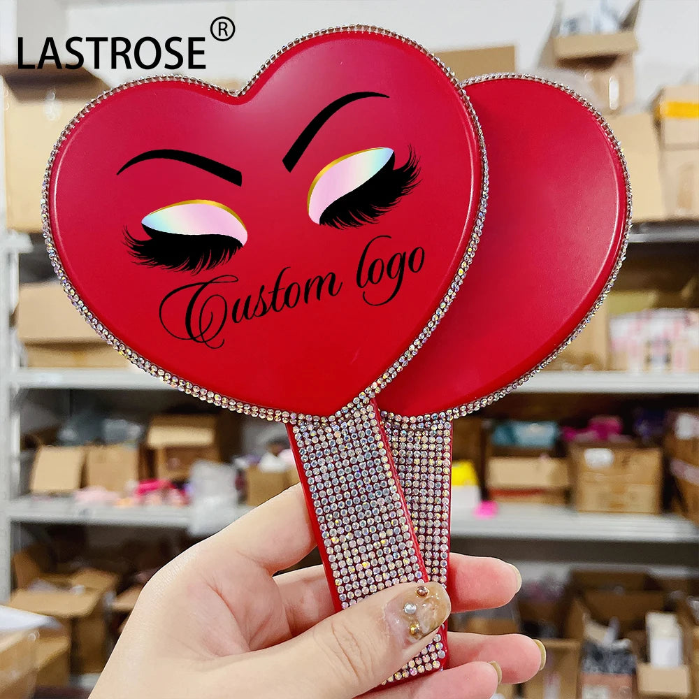 Women's Portable Travel Makeup Mirror Heart Shape Square Hand Held Cosmetic Mirror Wholesale Price