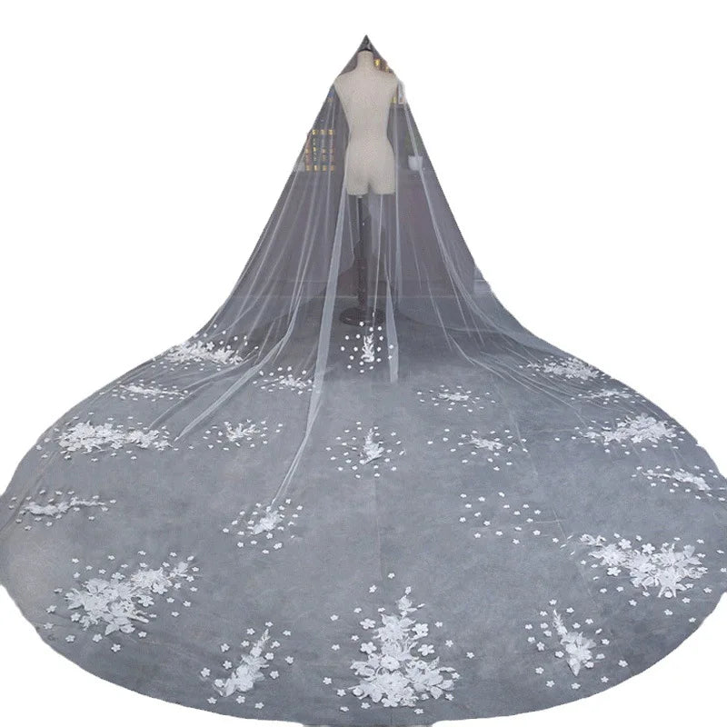 S7717F High -quality Hot -selling White Gauze Headwear Super Immortal Long Wedding Lace Veiled for Women