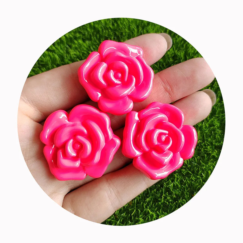 Flower Beads for DIY Jewelry Making 31mm Acrylic 100pcs/lot Factory Supply Colorful Flowers Loose Spacer Bead Hair Embellishment