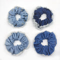 MIO Denim Hair Tie Excellent Stretch Plain Color Vintage Design Hair Scruunchies With Luxury Rhinestones Women Girls Rubber